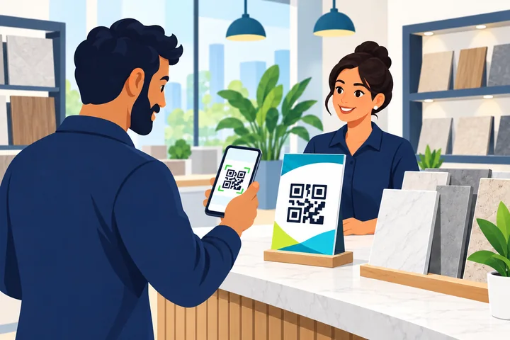 QR Code em um display sobre o balcão