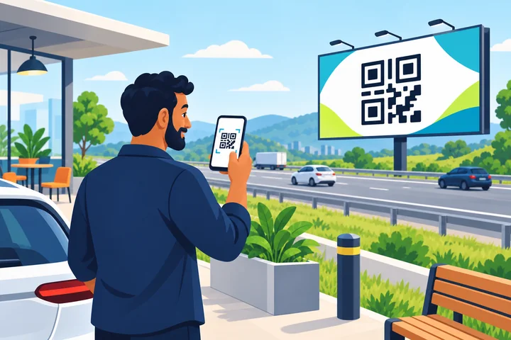 QR Code aplicado em um outdoor na estrada